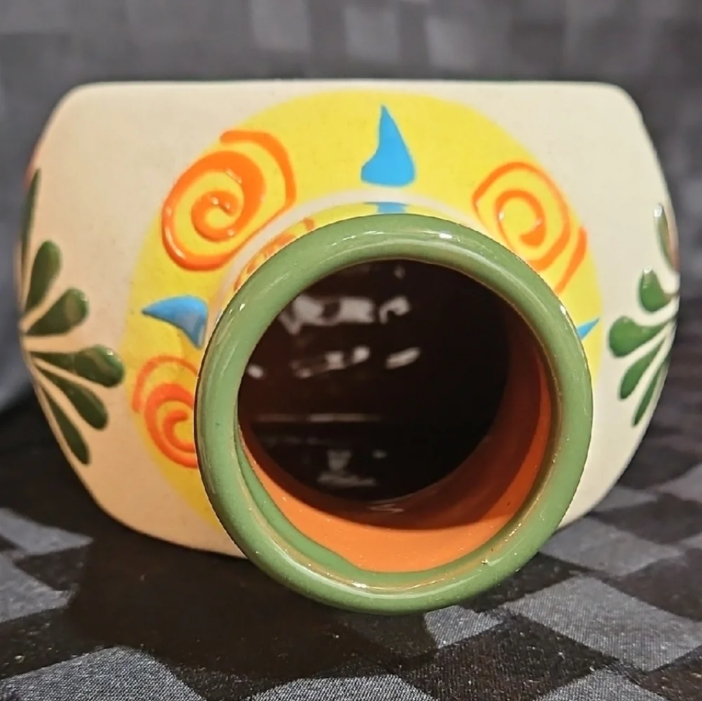 Handcrafted Mexican Folk Art Clay Liquor/Water Decanter & Matching Cup Set of 2